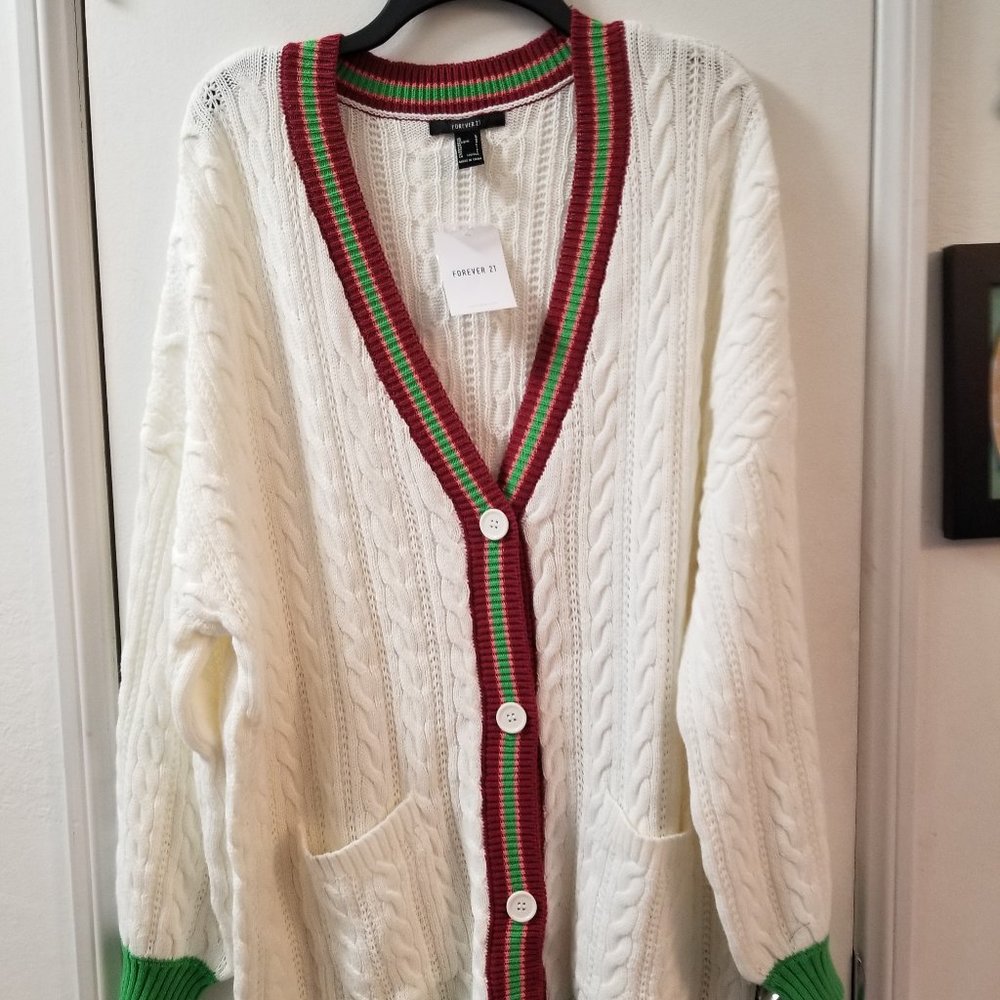 Forever 21 Oversized Grandpa Womens V Neck Long Sleeve Button Cardigan Juniors